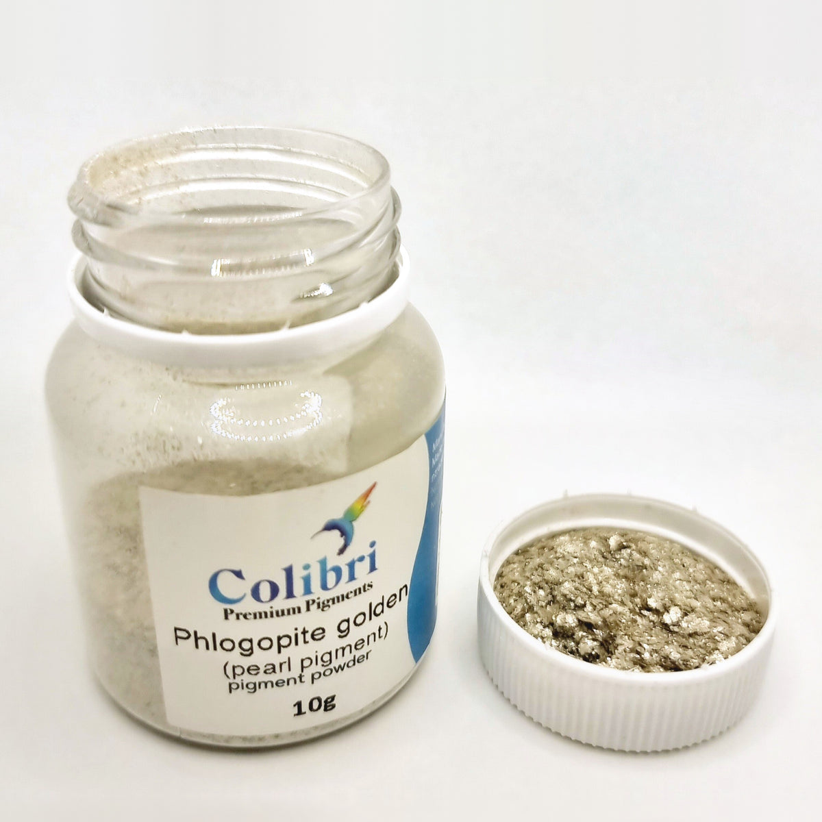 Phlogopite golden (pearl) pigment powder, open jar