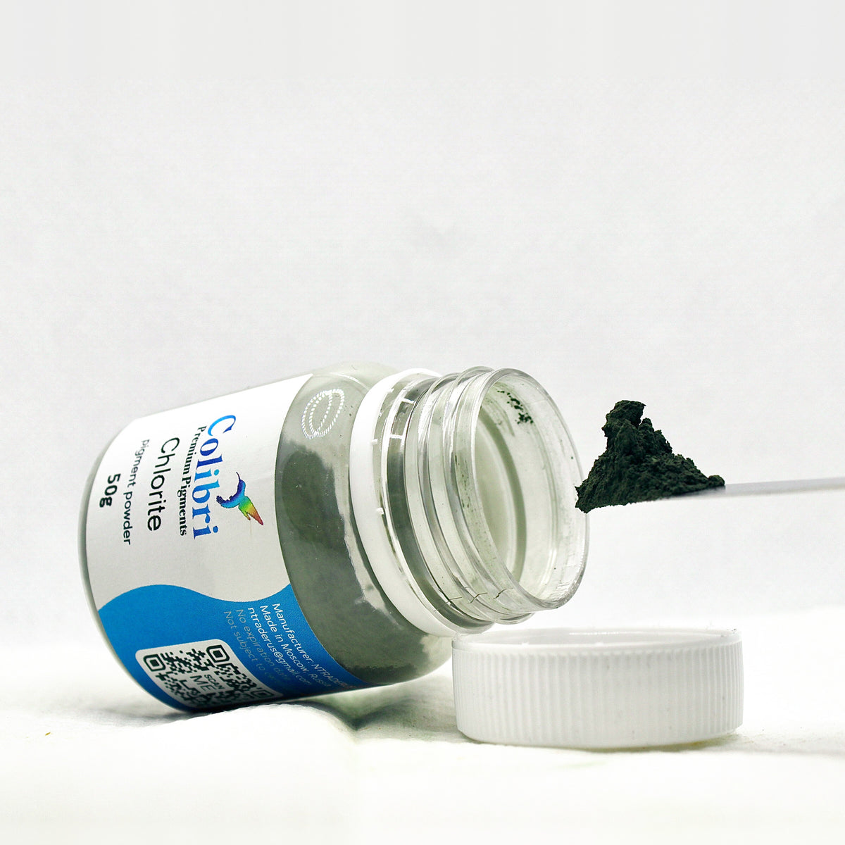 Chlorite pigment powder, open jar