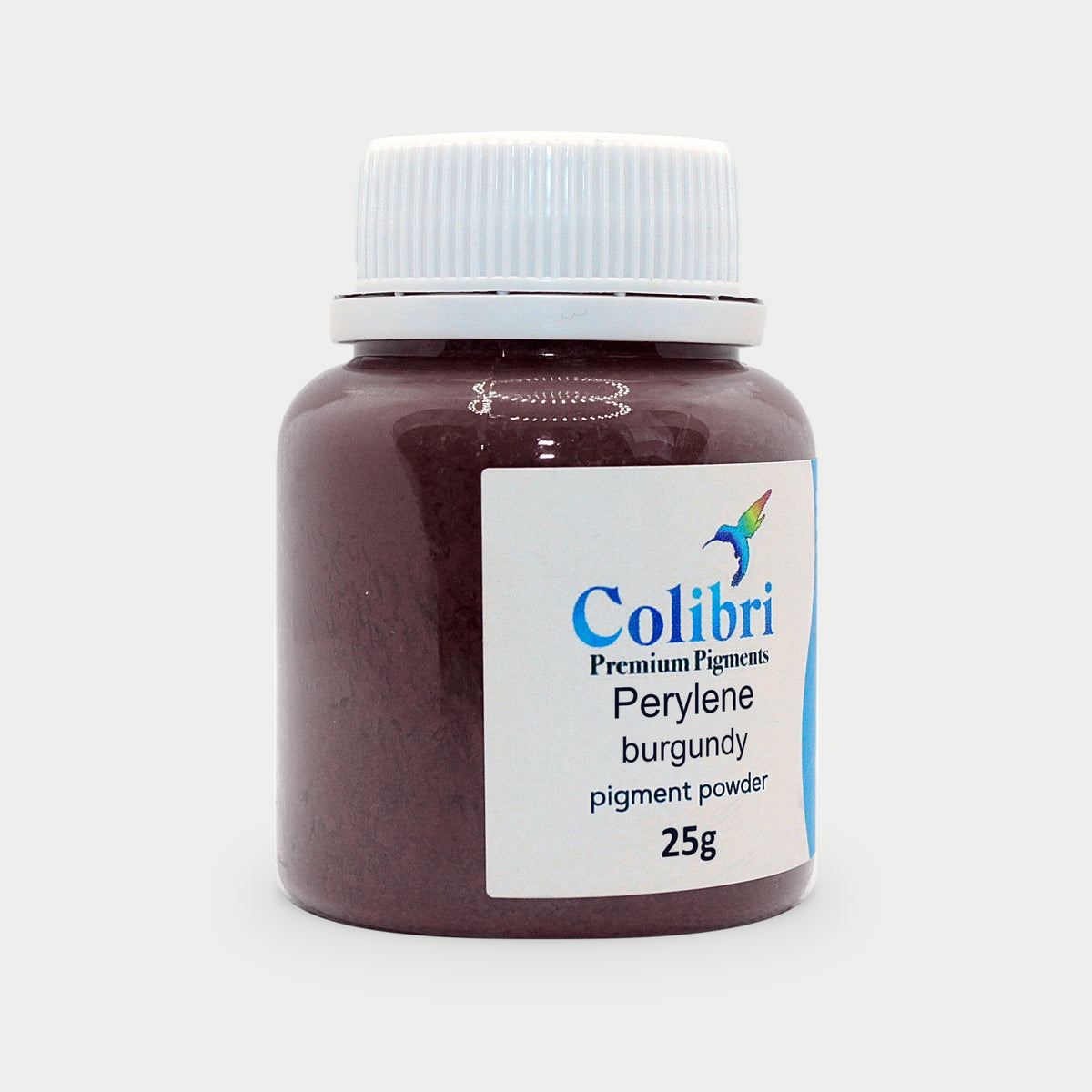 Perylene Burgundy pigment powder in a Colibri jar