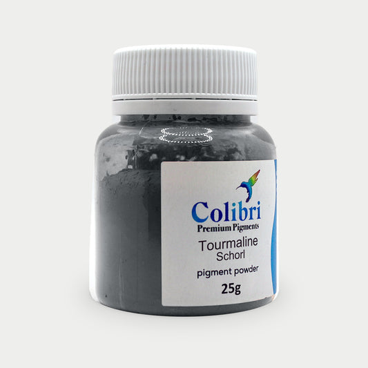 Tourmaline Sherl pigment powder in a Colibri jar
