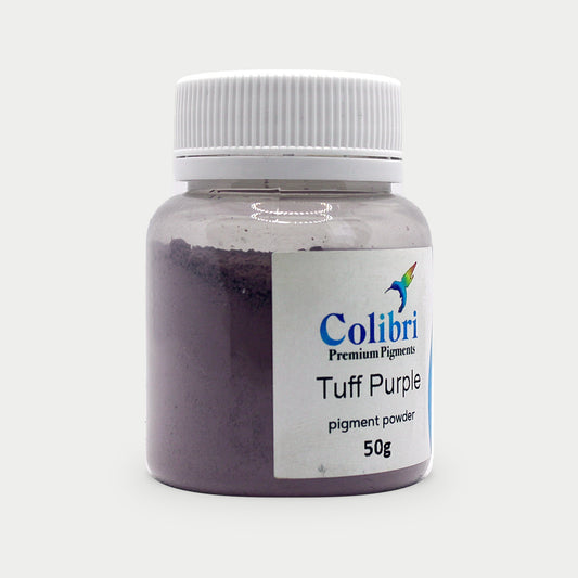 Tuff purple pigment powder in a Colibri jar