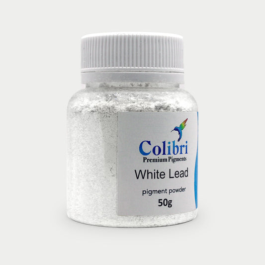 White Lead pigment powder in a Colibri jar